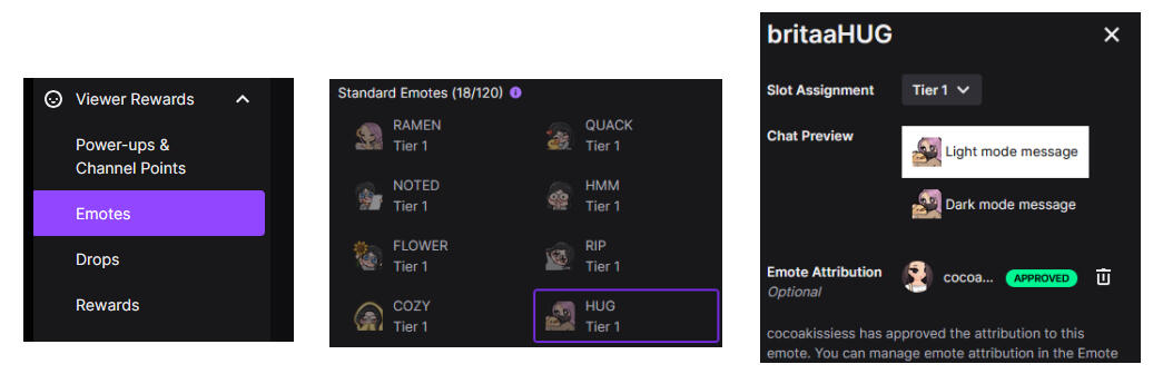 how to attribute an emote to me on Twitch